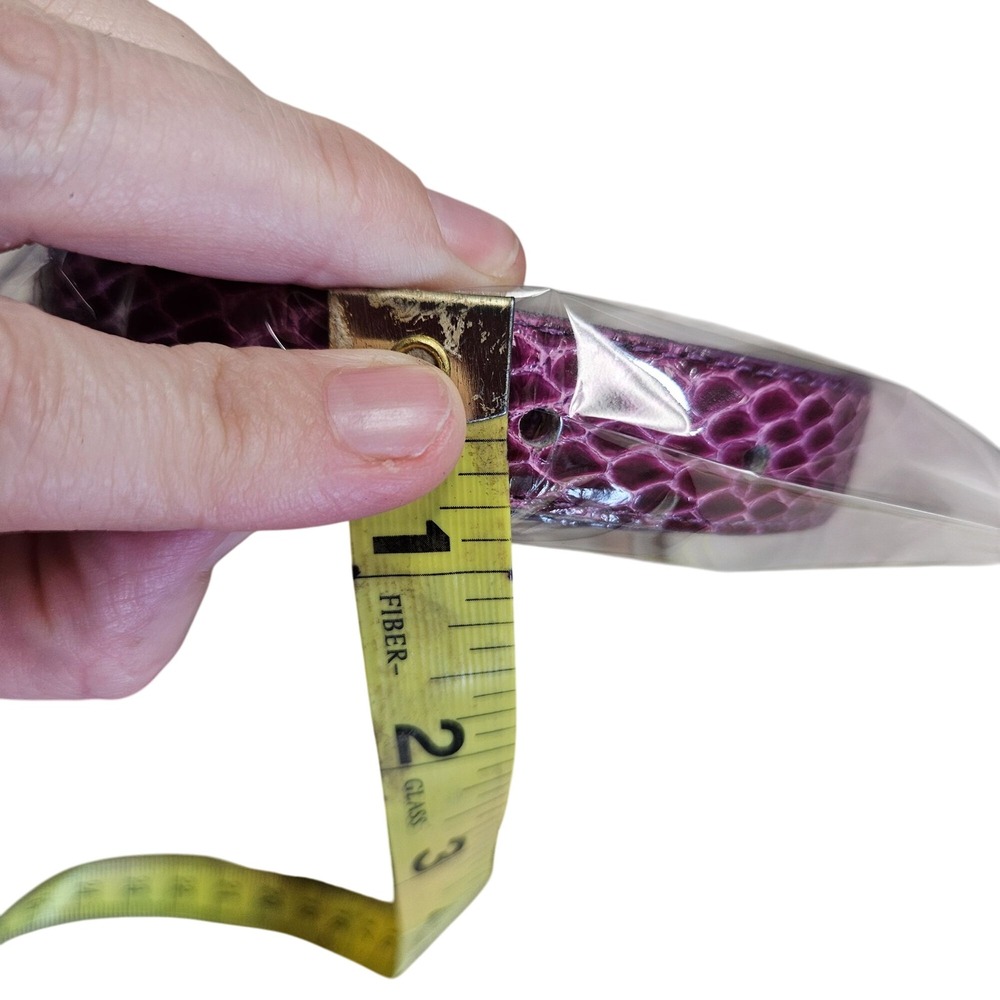 Genuine Snakeskin Thin Belt With Gold Buckle Purple L Basic Classic‎ Old Money - Picture 8 of 8